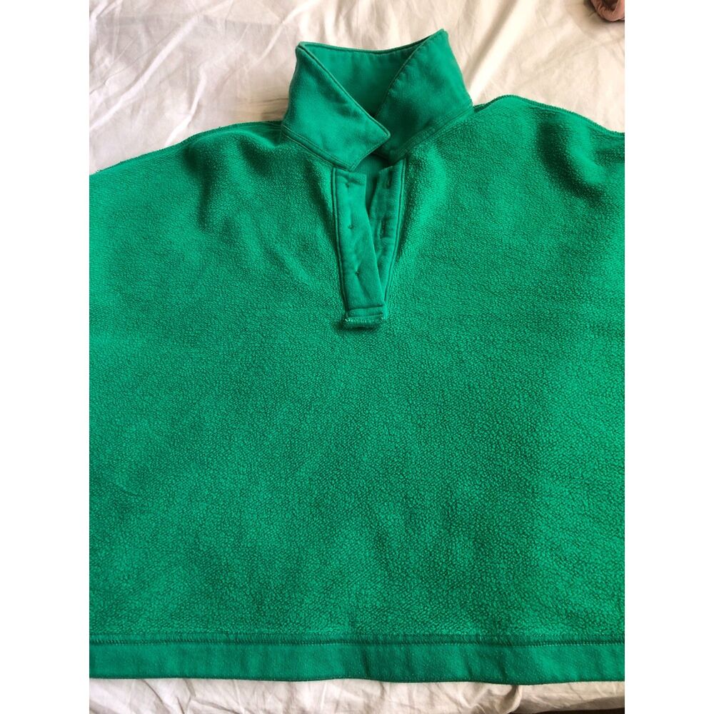 Alo Yoga Emerald Green Polo Henley Cropped Pullover Sweatshirt Luxury oversize M - Picture 6 of 11